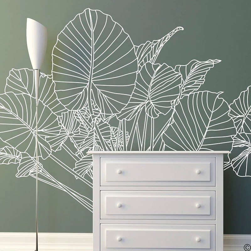 Monstera Thai Constellation - 象の耳熱帯植物の壁のステッカー、リビングルームのための現代の家の装飾diyビニールステッカーe221