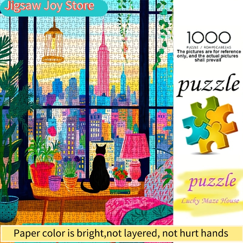 DIYペーパーパズル、ニューヨーク市の夜景、猫、鉢植え、高品 - Plant Parent Pot のレビューと価格