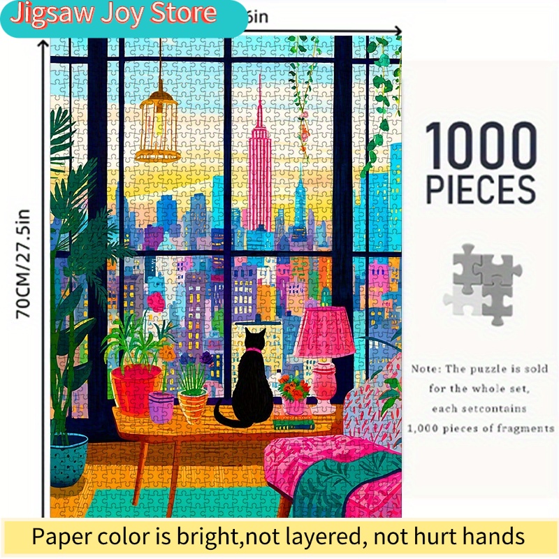 DIYペーパーパズル、ニューヨーク市の夜景、猫、鉢植え、高品 - Plant Parent Pot のレビューと価格