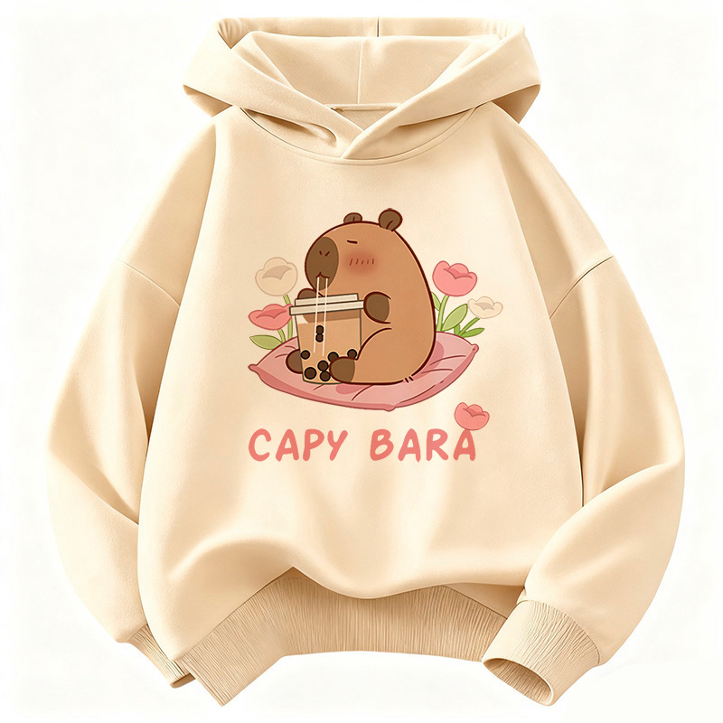 かわいいカピバラ飲むジュースパーカーキッズフラワー子供用スウ - Plant Parent Hoodie のレビューと価格