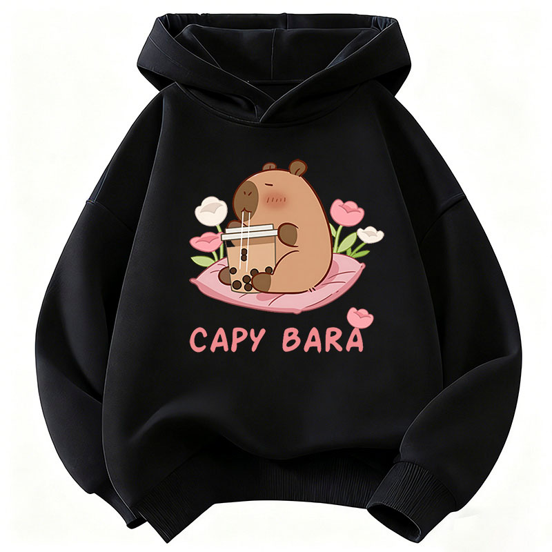 かわいいカピバラ飲むジュースパーカーキッズフラワー子供用スウ - Plant Parent Hoodie のレビューと価格