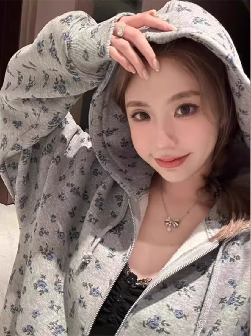 女性の韓国の甘い大学のスウェットシャツ、かわいいピンクの花の - Plant Parent Hoodie のレビューと価格