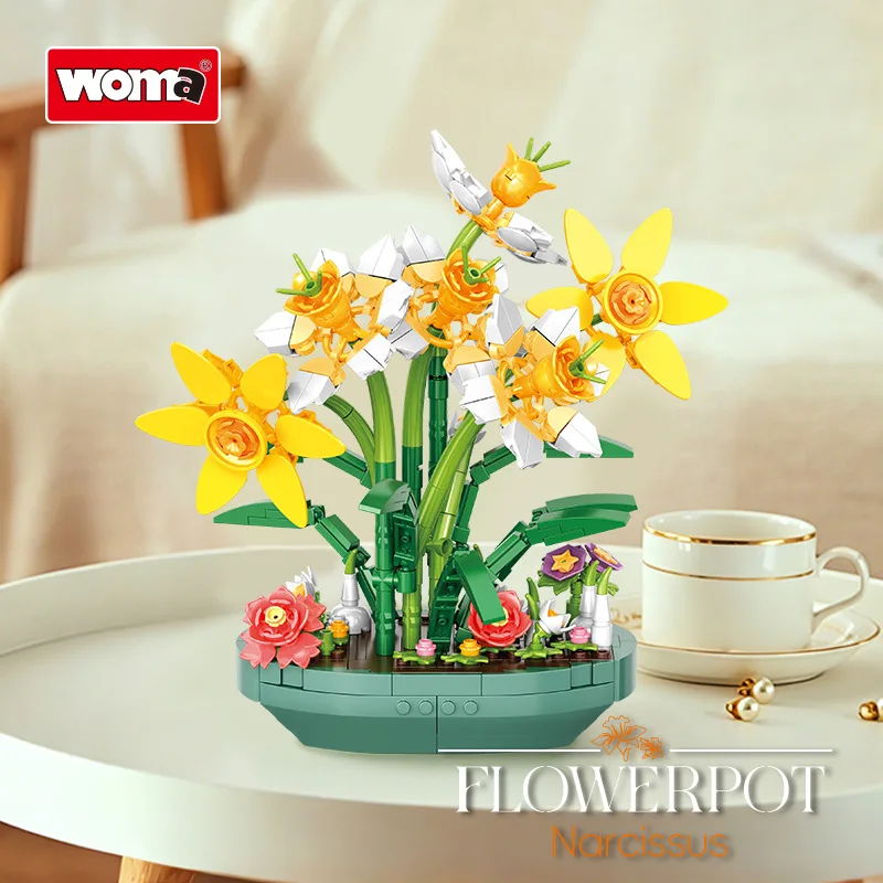 保存された水仙の花の鉢植え、模擬ブロック付き、誕生日プレゼン - Plant Parent Pot のレビューと価格